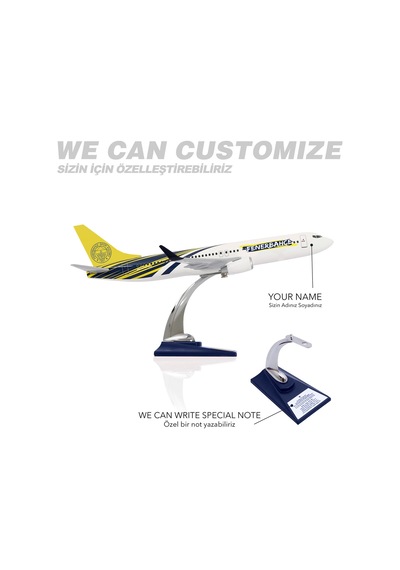 Zekupp Boeing 737-800 1/100 Ölçek Fenerbahçe Lisanslı Tasarım Maket Uçak