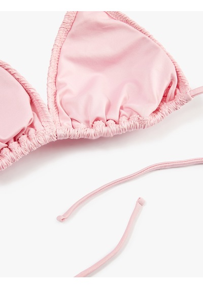 Koton Koton X Sibil Çetinkaya - Dokulu Üçgen Bikini Üstü Pembe 6sak10072mm Gül