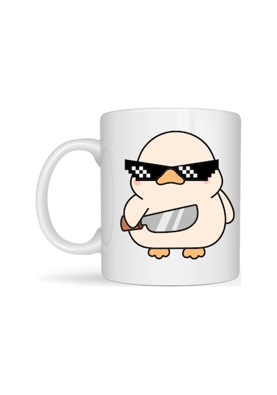 Deal With It Havalı Ördek Tasarımlı Porselen Kupa Model 80 Eğlenceli, Mizahi & Hediyelik Kahve Kupası