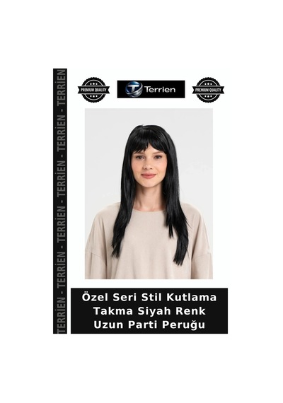 Özel Seri Stil Kutlama Takma Siyah Renk Uzun Parti Peruğu