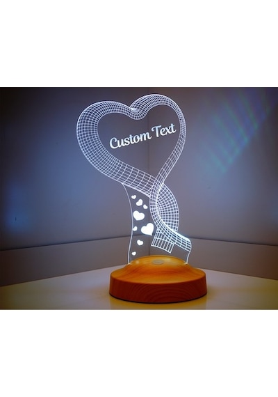 Doğum Günü Kalp Hediyesi Kişiye Özel 3D Led Lamba Gece Lambası