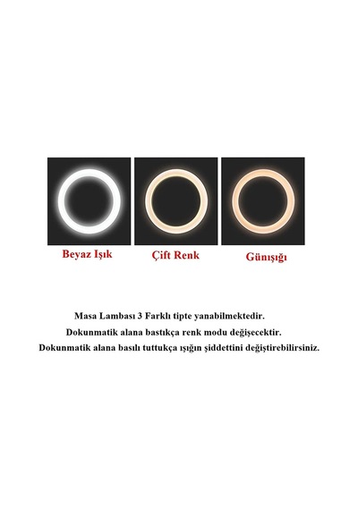 Özel Üretim Dokunmatik Lamba Ders Lambası Şarjlı Sarı Ve Beyaz Renk Masa Lambası Çok Renkli