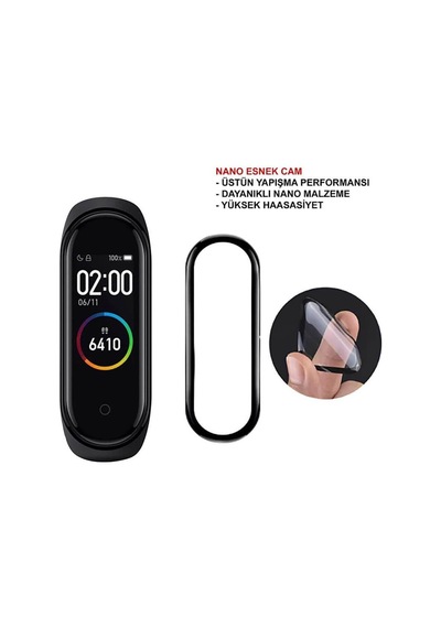 Wozlo Xiaomi Mi Band 4 Uyumlu Nano Siyah Çerçeve 5d Tam Koruma Ekran Koruyucu
