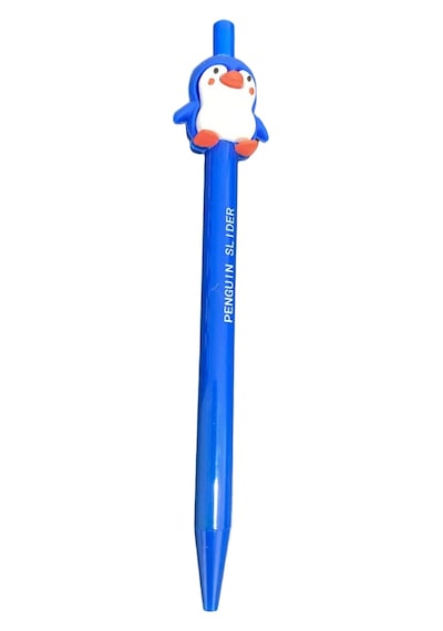 Penguin Slider Figürlü Kurşun Kalem - Mavi Sevimli Penguen Tasarımlı Yazı Kalemi 124-Pembe