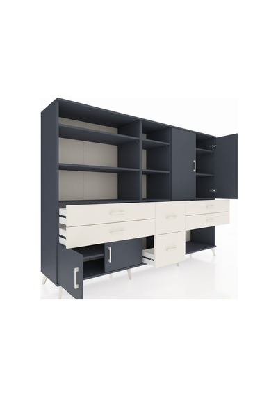 Hyperion Dolap 10 Raflı 6 Çekmeceli 4 Kapaklı 220x44x163 Antrasit Antrasit-antrasit/aytaşı Hyperion Dolap 10 Raflı 6 Çekmeceli 4 Kapaklı 220x44x163 Antrasit Antrasit-antrasit/aytaşı