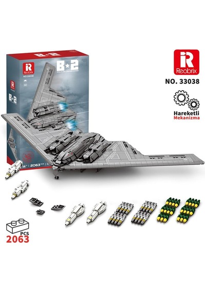 Reobrix 33038 B2 Bombardıman Uçağı Yaratıcı Yapı Blok Seti Building Blocks B2 Bomber - 1977 Parça