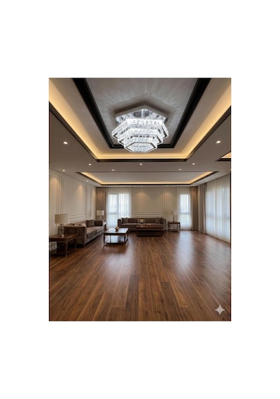 Modern Kristal Plafonyer Taşlı Avize Led Altıgen 3 Renk Krom Salon Oturma Odası Lüks Tavan Aydınlatma Gümüş