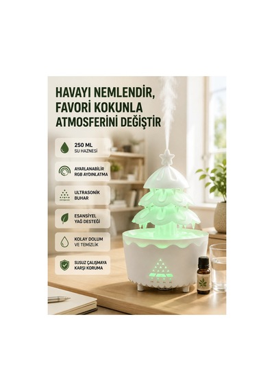 Şans Ağacı 250 Ml Ultrasonik Hava Nemlendirici Rgb Işıklı Aroma Difüzörü Renkli Şans Ağacı 250 Ml Ultrasonik Hava Nemlendirici Rgb Işıklı Aroma Difüzörü Renkli