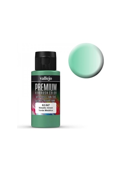 Vallejo 62047 60 Ml. Metallic Green, Pearl&metallics, Premium Rc Color Serisi Model Boyası Renkli