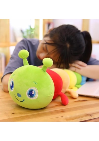 Peluş Büyük Boy Peluş Uyku Arkadaşı Seti 75 Cm Tırtıl Yastık Ve 65 Cm Uğur Böceği Yastık