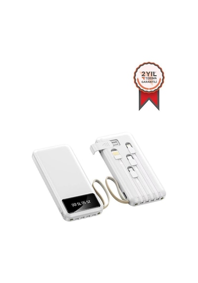 Torima Hızlı Şarj Özellikli 4 Çıkışlı 10.000 Mah Powerbank Beyaz