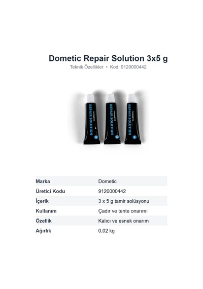 Dometic Repair Solution Çadır Ve Tente Tamir Solüsyonu 3 X 5 G 9120000442