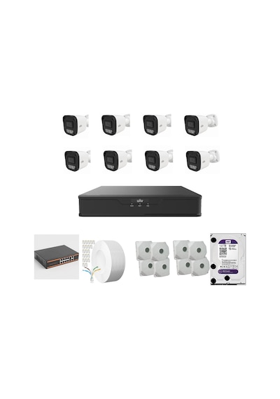 Unv 2 Mp Ip Kamera 8 Kameralı Full Hd Set Sesli