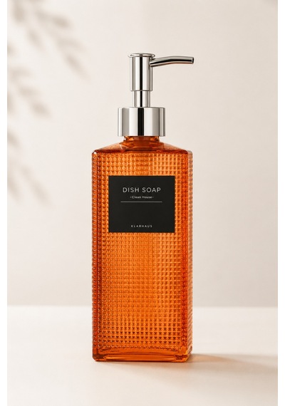 Premium Dokulu Cam Sıvı Sabunluk 500ml - 23 X 7 X 7 Cm Turuncu