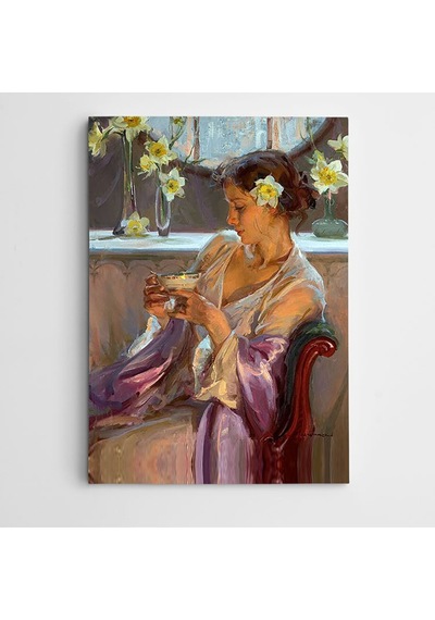 Çiçek Ve Kadın Dekoratif Kanvas Tablo 70 X 100 Cm