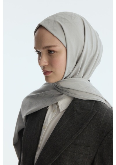 Mirsoy Scarf İpeksi Jakar Şal Kırlangıç Desen Gri