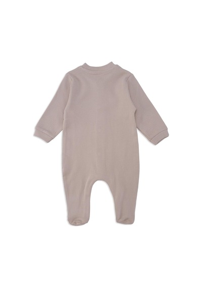Unisex Bebek Hayvan Nakışlı Raporlu Çıtçıtlı Şapkalı Patikli Tulum 001