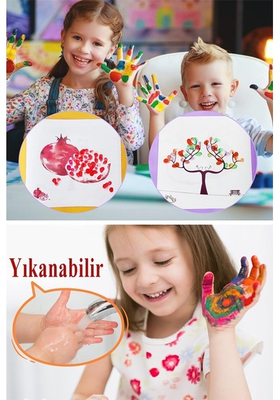 Parmak Boya 12 Renk 1 Adet Fix Point 25 Ml 12 Li Parmak Boyası Resim Dersi Su Bazlı Resim Okul Öncesi Kreş Anasınıfı Çok Renkli