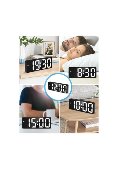 Acetech Aynalı Termometre Alarm Takvimli Led Dijital Modern Masa Saati/adpt Diğer
