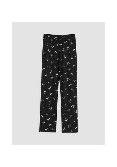 Lcw Young Siyah Bisiklet Yaka Baskılı Kadın Pijama Takım