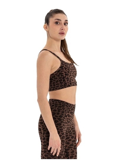 Inguz Leopar Desen Seamless Bra Kahverengi - Siyah