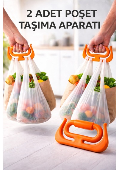 2 Adet Çok Amaçlı Market Pazar Poşet Taşıma Aparatı Poşet Tutucu Taşıma Kiti Plastik Turuncu Tr Diğer