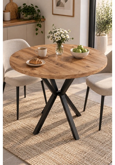 Sulorahome Yuvarlak Mutfak Masası Atlantik Kahverengi 90 Cm Atlantik - Çam