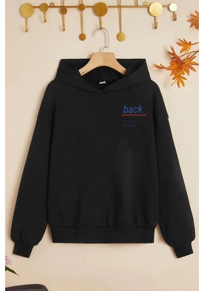 Uyguntarz Çocuk Back Baskılı Sweatshirt Siyah