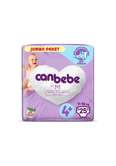 Canbebe Bebek Bezi 4+ Numara Maxi Plus Jumbo Paket 25 Adet
