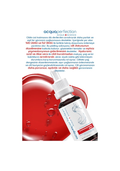 Exfoliating Cilt Tonu Eşitleyici Ve Yenileyici Kırmızı Peeling Serum 30 Ml %10 Aha %2 Bha