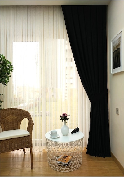 Evdepo Home Deniz Soft Pileli Fon Perde Siyah (486097157) Siyah