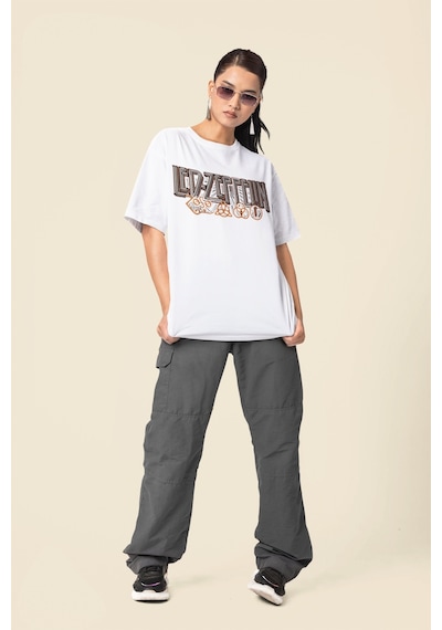 Led Zeppelin Sırt Baskılı Unisex Oversize Rock Metal Müzik Grubu Beyaz