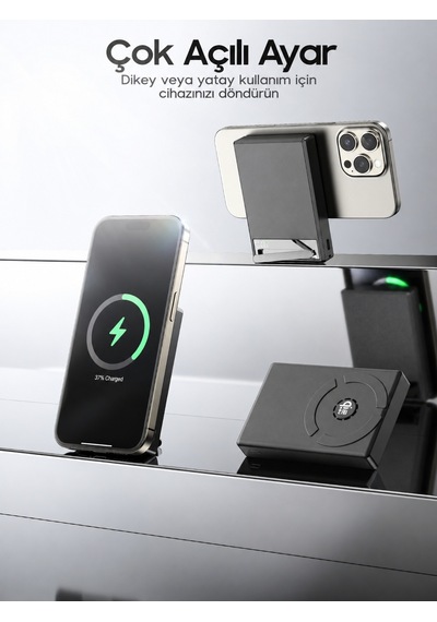 Ven-dens Vd-pb078 10000 Mah 25 W Kablosuz Hızlı Şarj Powerbank, Type-c Giriş Ve Çıkışlı, Siyah