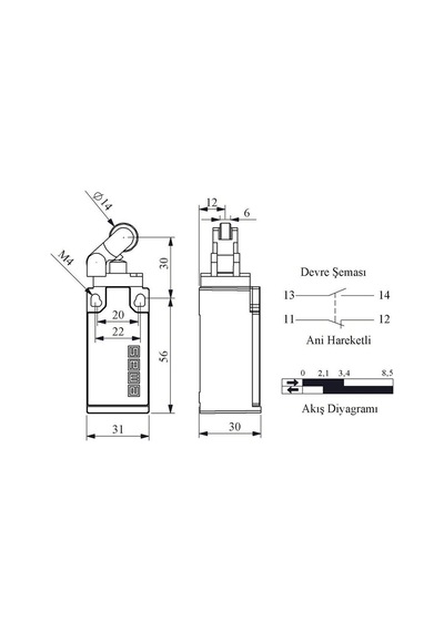 Emas L5k13mıp311 Acısal Hareketli 14 Mm. Pls. Makaralı Kol