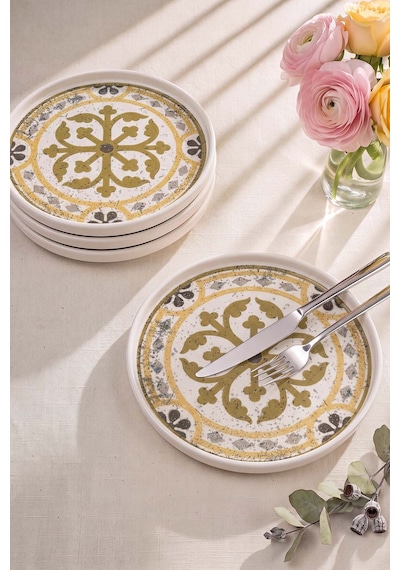 Timeless Brown Stackable 4'lü Pasta & Sunum Tabağı 21 Cm Çok Renkli