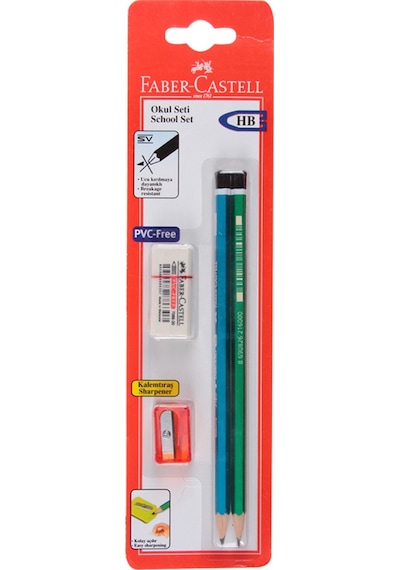 Faber Castell Okul Seti 4'lü 2 Adet Kurşun Kalem+Silgi+Kalemtıraş