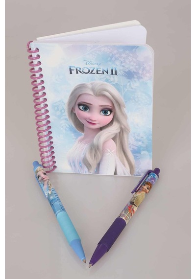Lisanslı Elsa Frozen Çizgili Not Defteri Ve Versatil Uçlu Kalem 0.7 Mm 2'lisi Altın