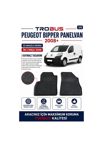 Trobus Peugeot Bipper Cargo 2008 Ve Sonrası 2d Havuzlu Paspas 2 Parça