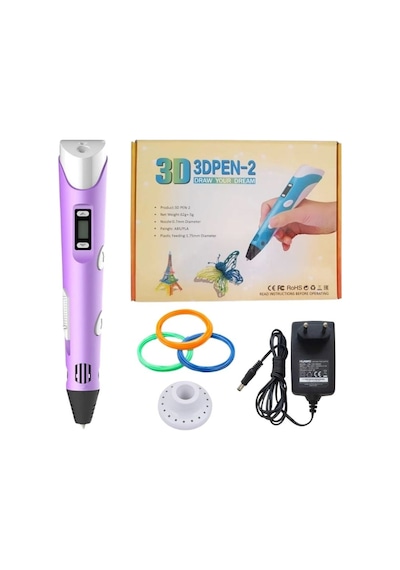 3d Kalem Yazıcı 3d Pen-2 Yeni Model 3 Boyutlu Yazıcı Kalem Seti Oled Ekranlı Adaptörlü
