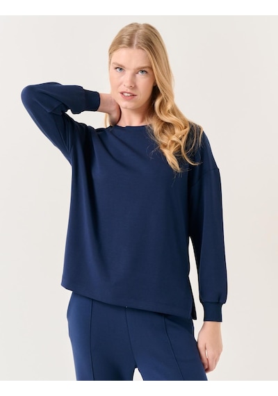Jimmy Key Lacivert Bisiklet Yaka Uzun Kollu Oversize Sweatshirt Lacivert