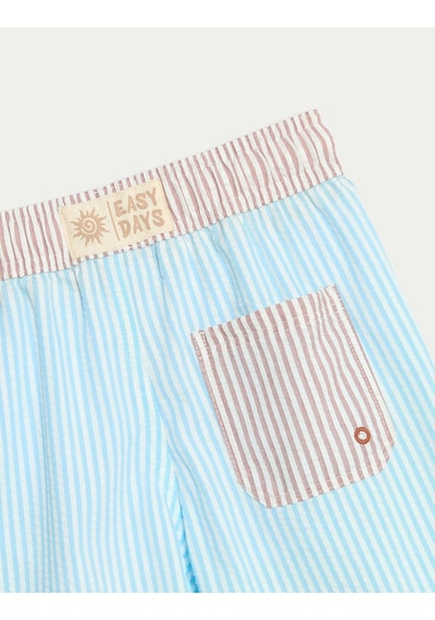 Marks & Spencer Çizgili Çocuk Deniz Şortu (2-8 Yaş) T88004015W Mavi