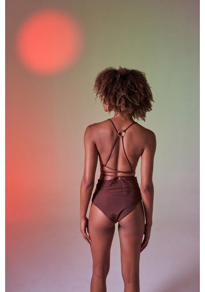 Holly Lolly Yüksek Bel Aksesuar Detaylı Delphi Bikini Altı Kahverengi