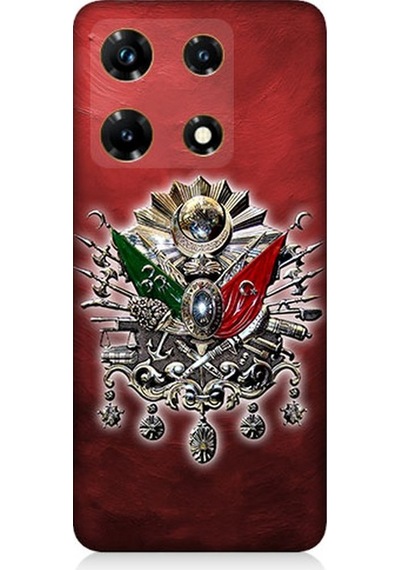 İnfinix Note 30 Pro Uyumlu Osmanlı Armalı Kırmızı Arka Desenli Silikon Kılıf Çok Renkli