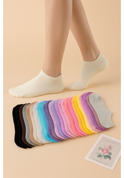 Worthy Socks 8 Çift Ekonomik Karışık Renk Kadın Patik Çorap 8'li Paket Canlı Renkler