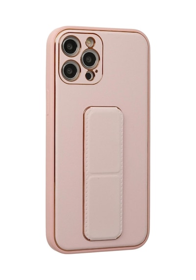 Apple İphone Uyumlu 12 Pro Kılıf Coco Deri Standlı Kapak - Pembe Çok Renkli