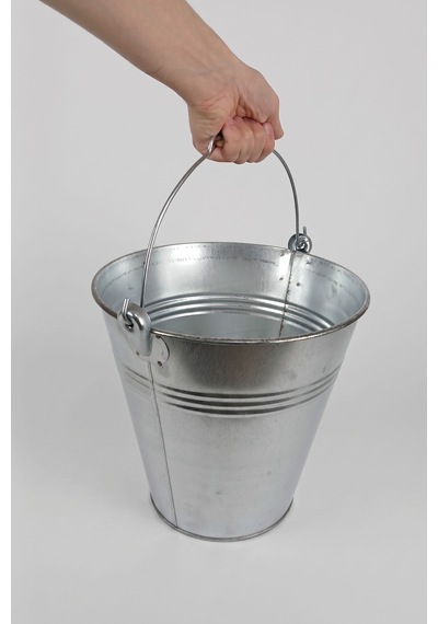 Metal Dekoratif Kova 10 Litre - 28 Cm Çok Amaçlı Saplı Galvaniz Saksılık Ve Düzenleyici Renksiz