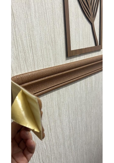 Kahverengi Düz 8cm-117cm Kendinden Yapışkanlı Çıta Çerçeve Süpürgelik