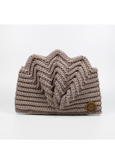 Fr El Örgüsü Örme Midye Clutch Çanta, Handmade Kadın Çanta 202302004 Vizon
