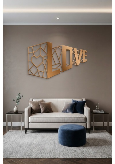 3d Love Metal Duvar Tablosu - Duvar Sanatı - Duvar Dekoru - Bronz
