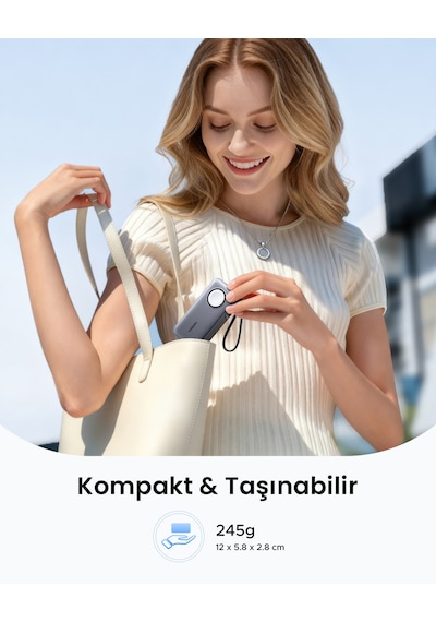Ugreen 10.000 Mah 30w Magsafe Kablosuz Hızlı Şarj Powerbank, Apple Uyumlu Watch Şarj Destekli 5w , 55434b Gri